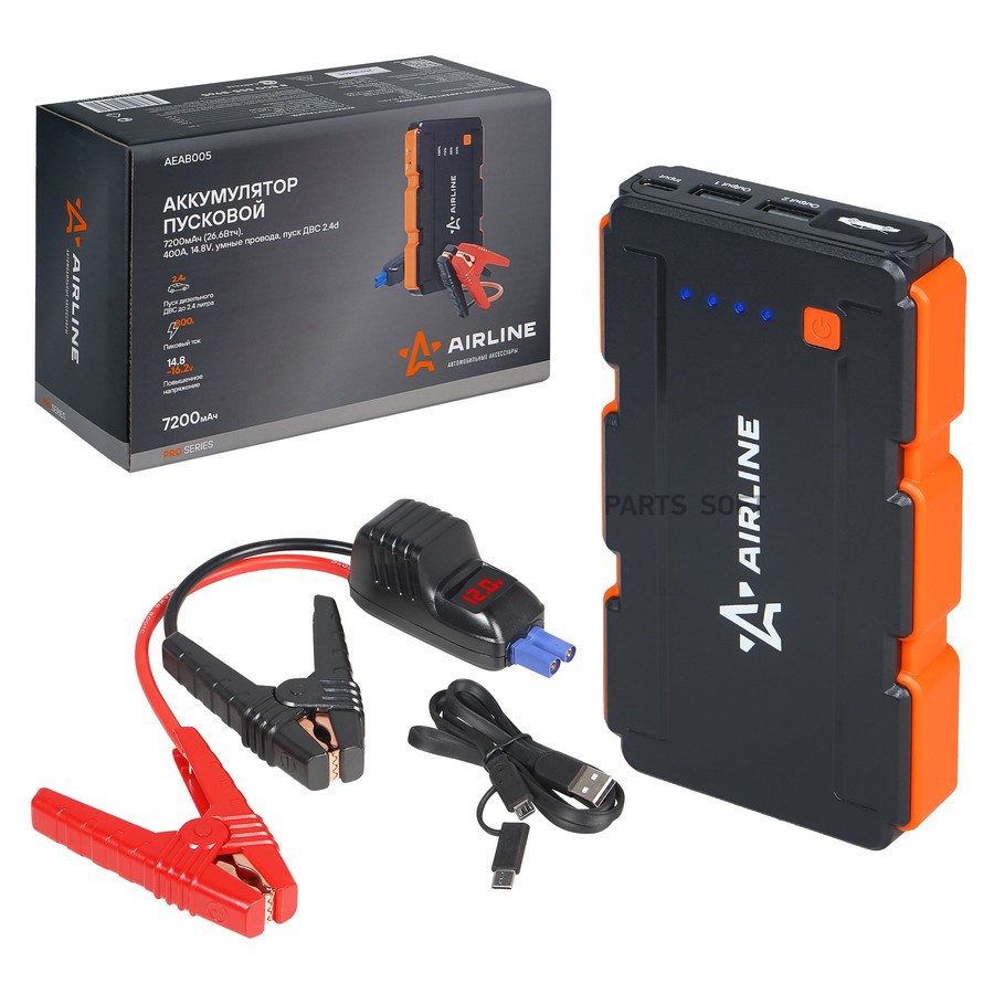 Устройство пусковое "AIRLINE" 14.8V 400А 7200мАч (умные провода, пуск ДВС 2.4d) - AIRLINE None None